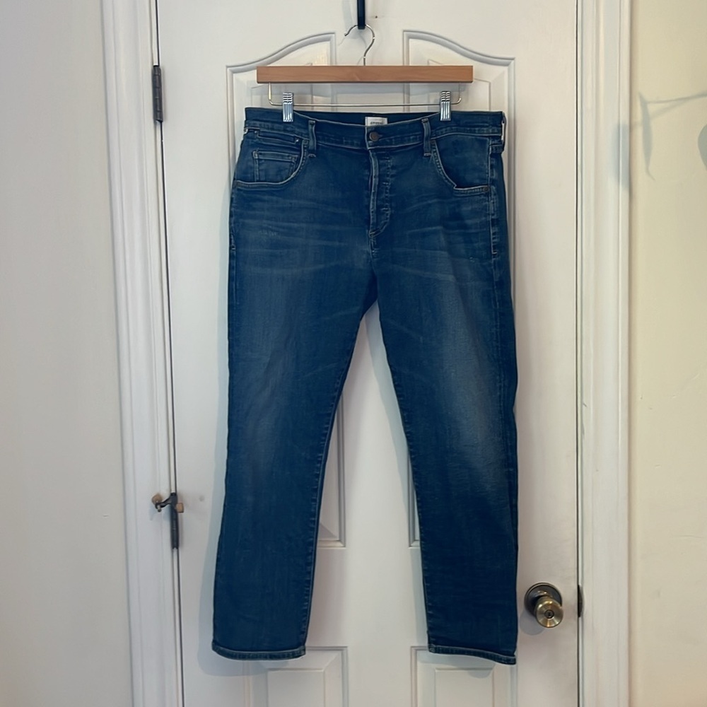 Citizens Of Humanity Straight Leg Jeans in Dark Blue Wash - Picture 4 of 14